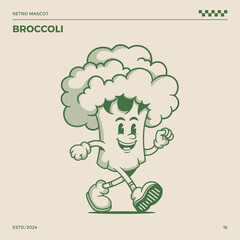 Broccoli Retro Mascot, cartoon mascot