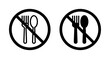 No Food Icon Set. Ban Drink and Food Vector symbol in a black filled and outlined style. Forbidden Food and Dietary Restrictions Sign