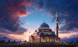 The building of the mosque is magnificent, with beautiful clouds. Generative A