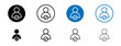 Hired Line Icon Set. Check Person and Vacancy symbol in black and blue color.
