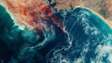 Fototapeta  - A satellite image shows changing sea surface temperatures a key indicator of climate change and its potential impact on grain shipping routes.