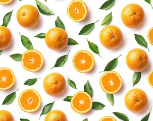 Wall Mural - Vibrant and fresh oranges neatly arranged to create bright and healthy backdrop on white surface showcasing juicy appeal of nutritious fruit composition captures essence of summer