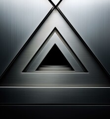 Wall Mural - a metal triangle with a black background. generative ai.