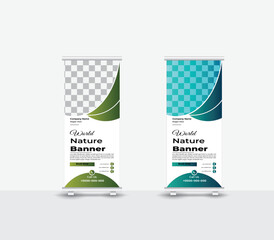 vector nature roll up banner design template