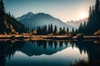 Photo beautiful mountain range reflects on tranquil water