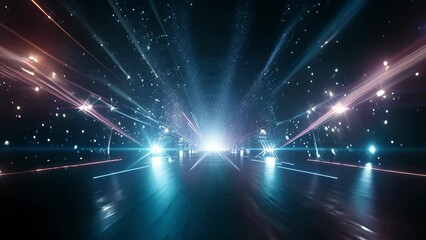 Wall Mural - dynamic beams of plasma flow through the concert stage creating an otherworldly ambiance and adding 