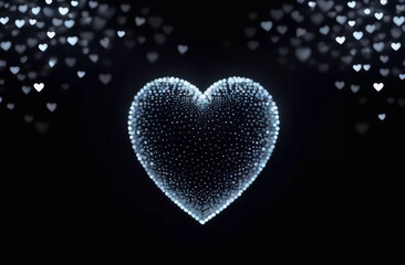 Wall Mural - heart made of glowing silver lights. Generating By AI Technology