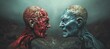 Two different angry personalities. Red versus blue. Political party choice. Generative AI technology.