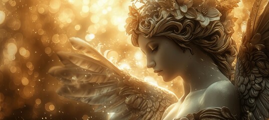 Wall Mural - Beautiful fairy celestial angel. Generative AI technology.