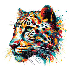  Abstract Leopard head multicolored paints colored drawing vector illustration