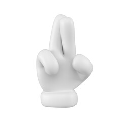 Poster - White emoji hand crossed fingers gesture isolated. Good luck symbol or sign concept. 3d rendering.