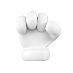 Wall Mural - White emoji hand fist gesture isolated. Strength symbol , icon and sign concept. 3d rendering.