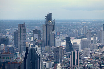 Wall Mural - Aerial view of the State Tower near the Chao Praya River in Bangkok