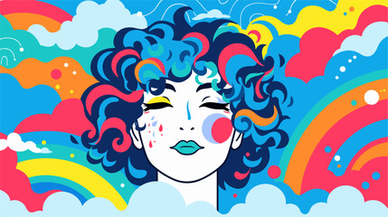 Wall Mural - pride-themed vector scene with a whimsical touch incorporating abstract patterns diverse symbols and