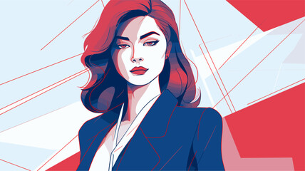 Wall Mural - Businesswomen-themed vector art with a professional touch  featuring confident illustrations  muted yet impactful color tones  and symbols of corporate success for a visually engaging and