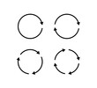 © Elena Pimukova - Circle arrow icons set. Round reload, restart, recycle and repeat symbol. One, two, three and four arrow in loop. Round reload sign, repeat icon. Vector illustration isolated on white background.