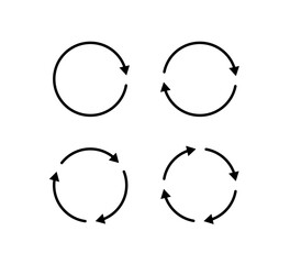 Wall Mural - circle arrow icons set. round reload, restart, recycle and repeat symbol. one, two, three and four a