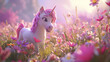 Animated influencer unicorn leading a fantasy adventure tour through enchanted forests and magical realms