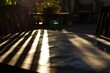 dusk light casting long shadows over table