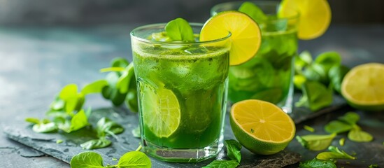 Poster - Non-alcoholic green citrus detox mocktail for St. Patrick's Day