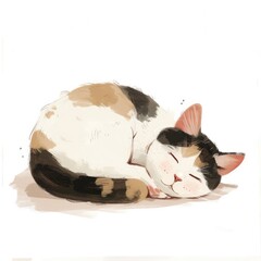 Canvas Print - Simple drawing illustration of a lazy cat, AI generated Image