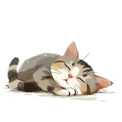 Canvas Print - Simple drawing illustration of a lazy cat, AI generated Image