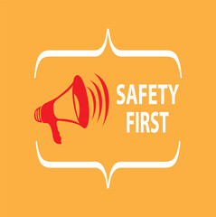 Wall Mural - Safety symbols and first signs, work safety, caution work hazards, danger surveillance, zero accident, vector icon illustration