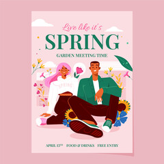 Canvas Print - Hand drawn floral spring poster