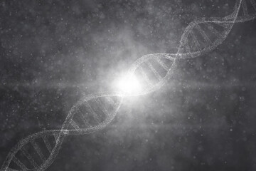 Poster - black and white abstract dna chain illustration background.