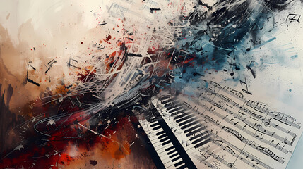 Wall Mural - symphony of elements: musical fusion with nature and fire