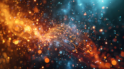 Wall Mural - symphony of elements: musical fusion with nature and fire