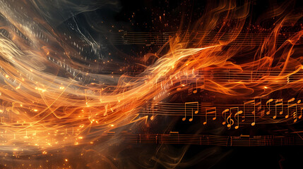 Wall Mural - symphony of elements: musical fusion with nature and fire