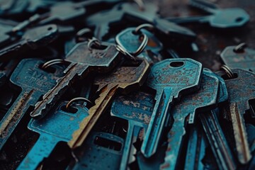 Wall Mural - a pile of keys neatly arranged on top of each other. versatile and useful for various concepts
