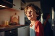 A young boy stands next to a stove in a kitchen. Perfect for illustrating cooking, family, and home life