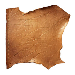 rough patch of leather isolated on transparent background generative ai