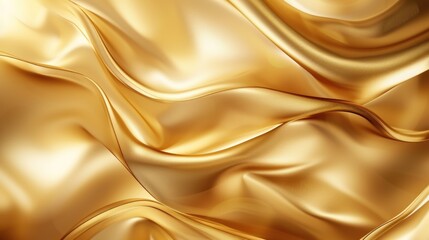 Luxurious Golden Satin Fabric Texture with Elegant Waves