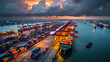 © romanets_v - Global Trade in Action: Aerial View of Busy Shipping Port with Colorful Containers