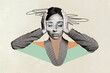 © deagreez - Creative artwork strange collage of woman touch head suffer terrible tension ache