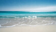 Voyage à destination d'une belle plage paradisiaque face à la mer, avec sable blanc, jolie vague et mer turquoise