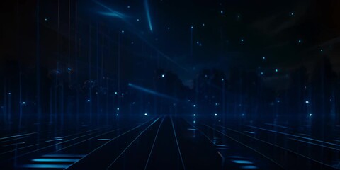 Blue Digital cyberspace and digital data network connections concept. Transfer digital data hi-speed internet, Future technology digital abstract background concept. 4K video