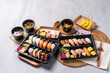 Sushi, Japanese, sashimi, side dishes, set menu, lunch box, tuna, salmon, flatfish, rockfish, shrimp, egg roll, fried tofu sushi, soy sauce shrimp, udon, fried food