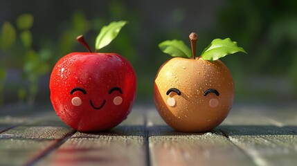 Wall Mural - apples on he smile face