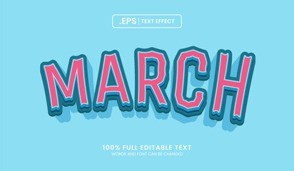 Poster - Design editable text effect, march 3d cartoon vector premium