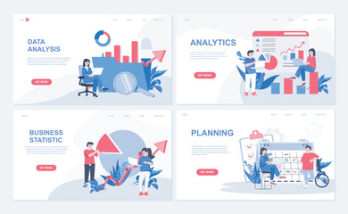 Wall Mural - data analysis web concept for landing page in flat design. business statistics report and analytics 