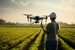 © Mohammad - Man controlling AI powered drone in his his agriculture farm, Artificial intelligence automation in farming