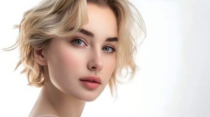 Poster - Portrait of a young woman with blonde hair. modern digital artwork style. perfect for lifestyle and beauty concepts. AI