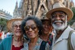 © Marcela Ruty Romero - Group of senior multiethnic friends, traveler portrait, in Europe city at summer vacation.