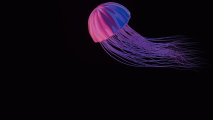 Aufkleber - A surrealistic composition featuring a jellyfish with tentacles that transform into delicate, floating ribbons, creating a sense of grace and tranquility.