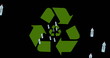 Image of bottles and recycling symbol on black background