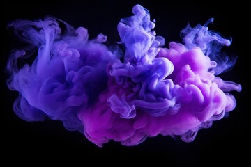 Wall Mural - abstract blue and violet fluffy pastel ink smoke cloud background , abstract liquid